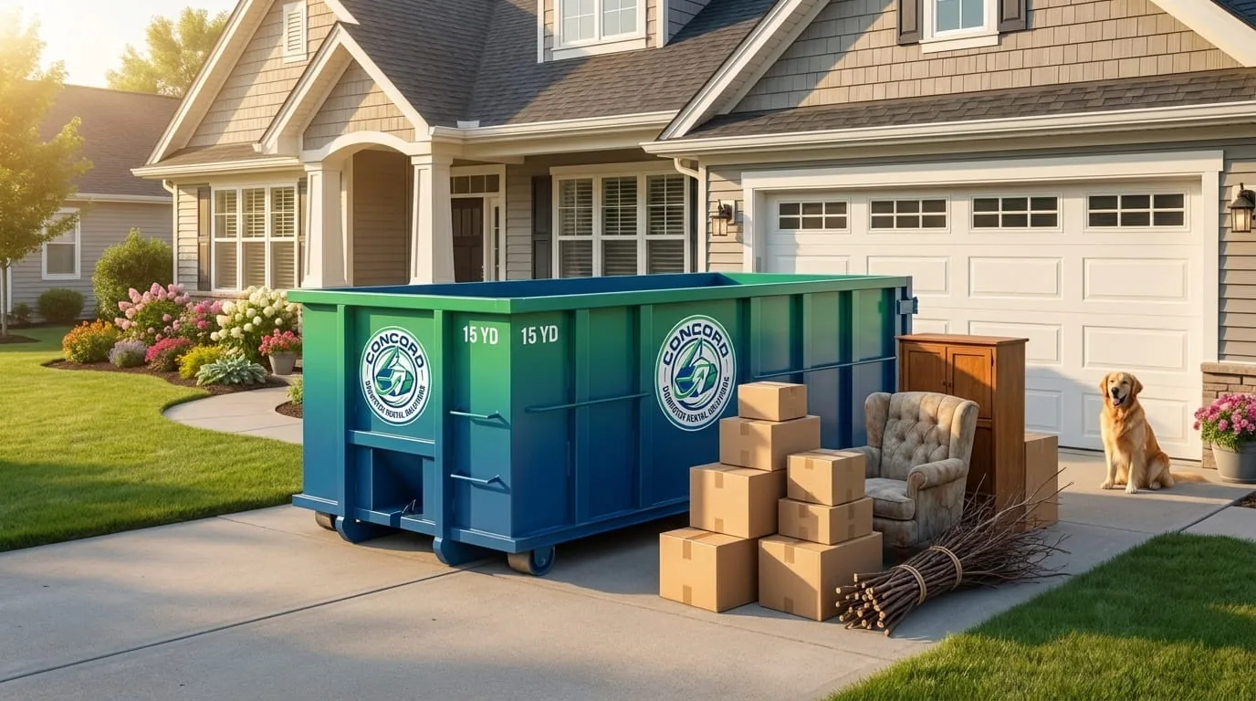 Roll-off container used for residential dumpster rental in Concord NH