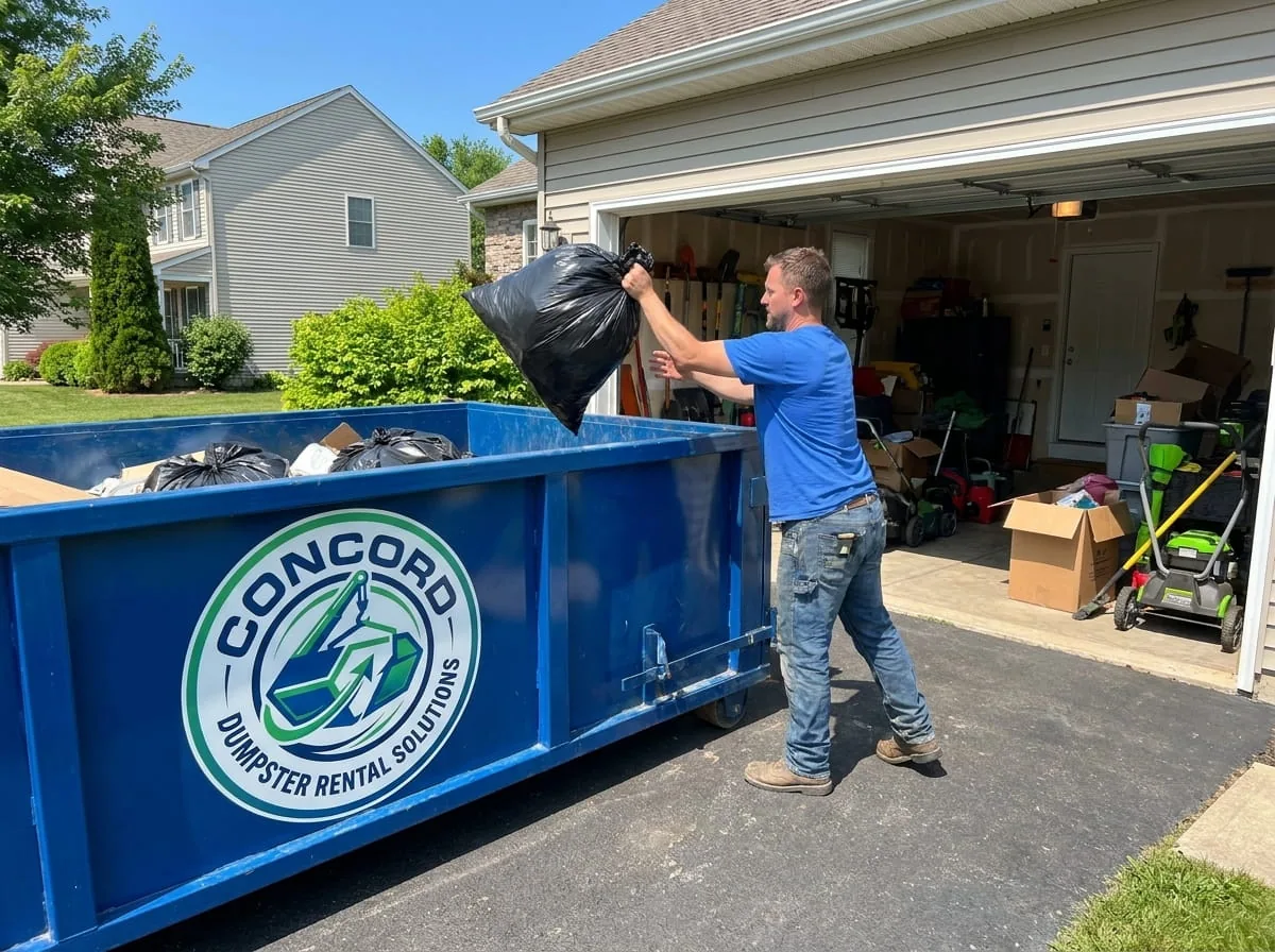 Roll-off container used for roofing debris removal in Concord NH